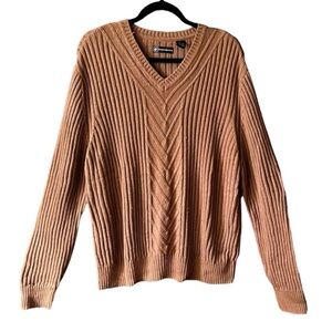 Oversize slouchy V-neck caramel color men’s sweater size XXL